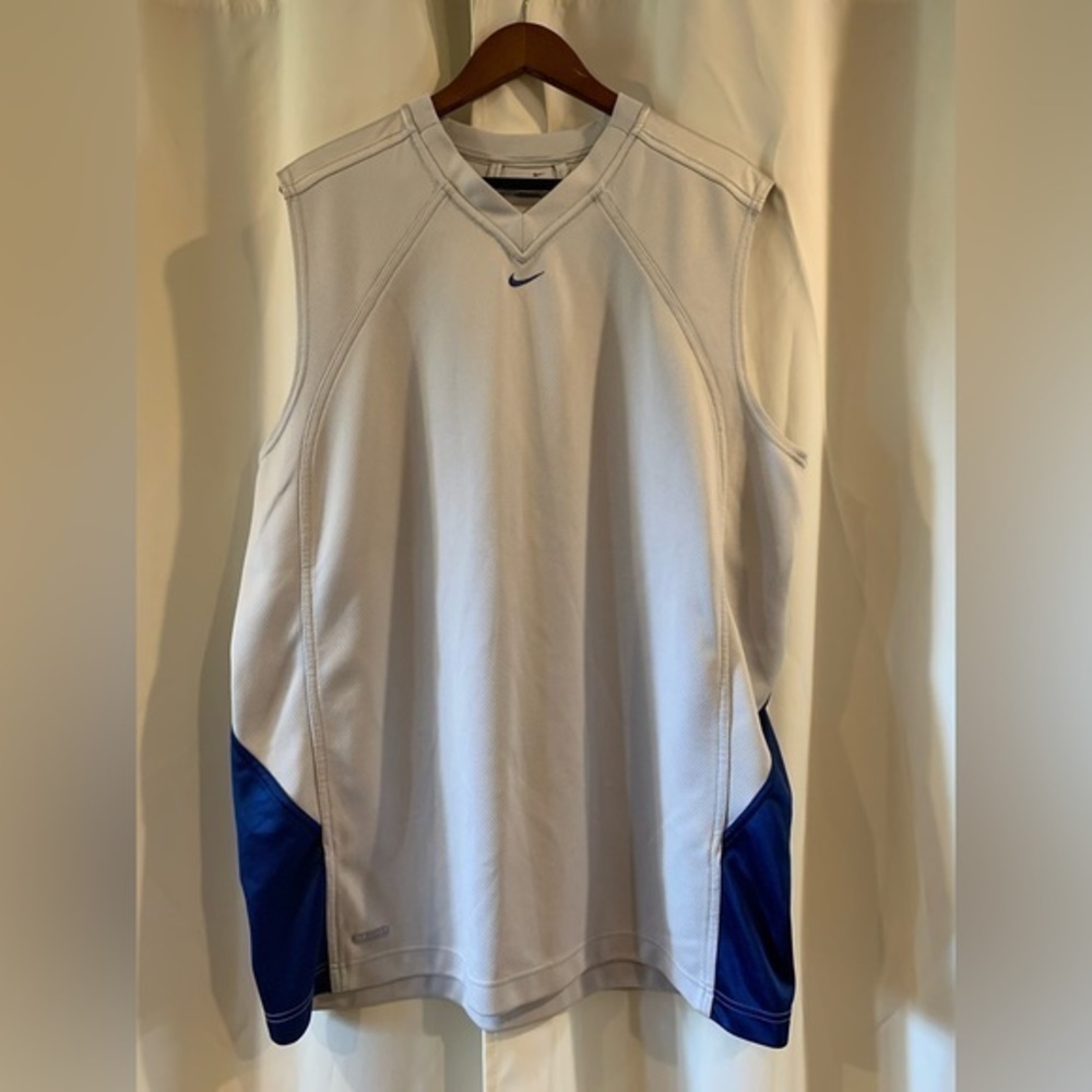Nike Dri-Fit Hoop Tech Basketball Jersey Shirt men's X-Large Navy Blue Gray